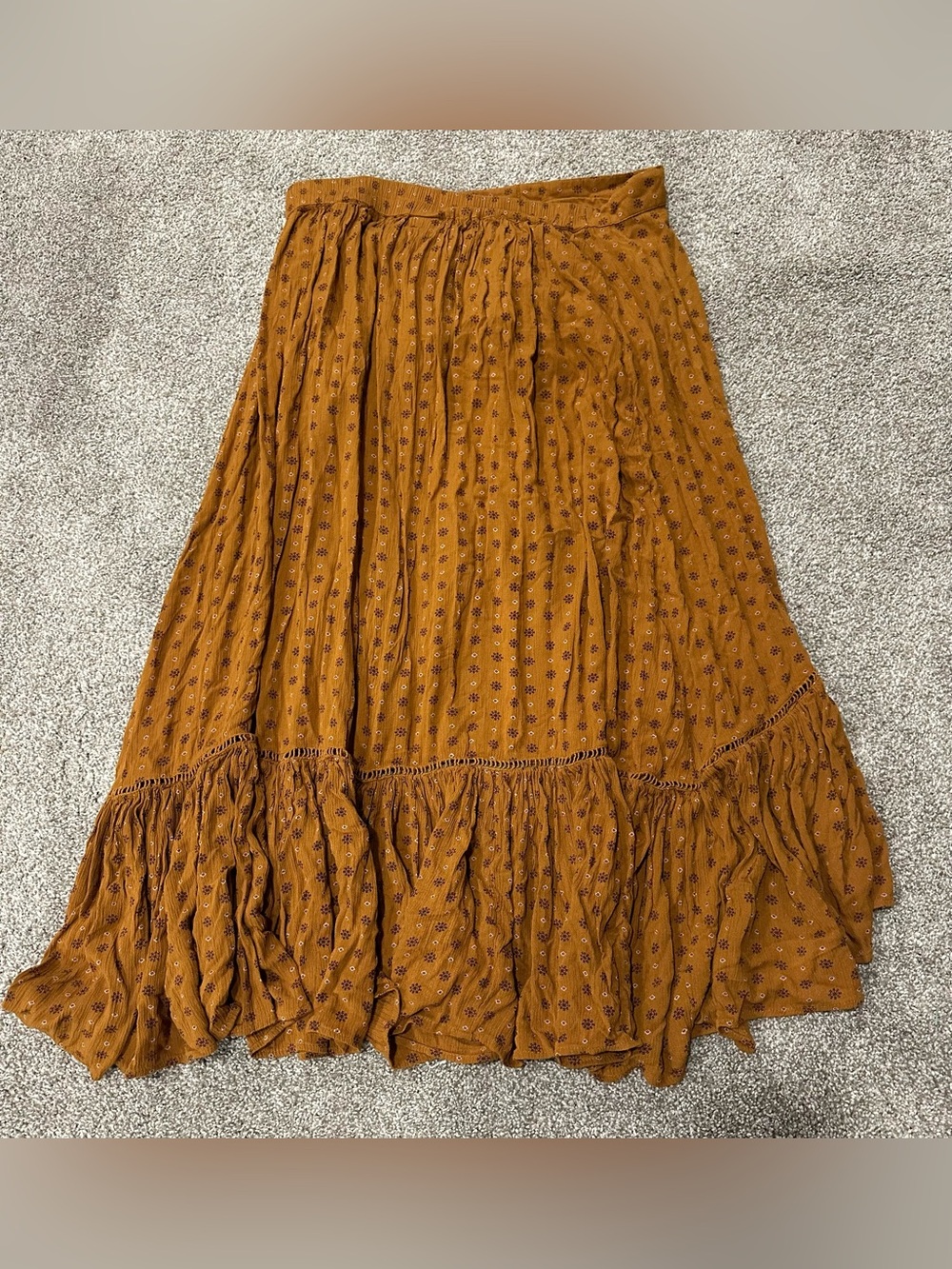 SHYANNE Western Women's Cognac Hi-Low Ruffled Maxi Skirt XL Country - Picture 3 of 5